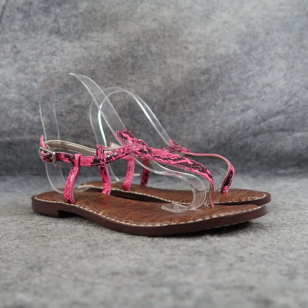 Sam Edelman Shoes Womens 5 Sandals Fashion Casual Snake Print Leather Pink Gigi